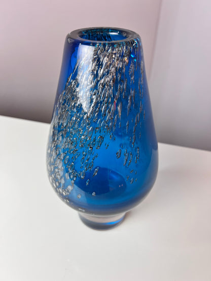 Vintage Vase blau Glas von Heinrich Löffelhardt für Schott Zwiesel