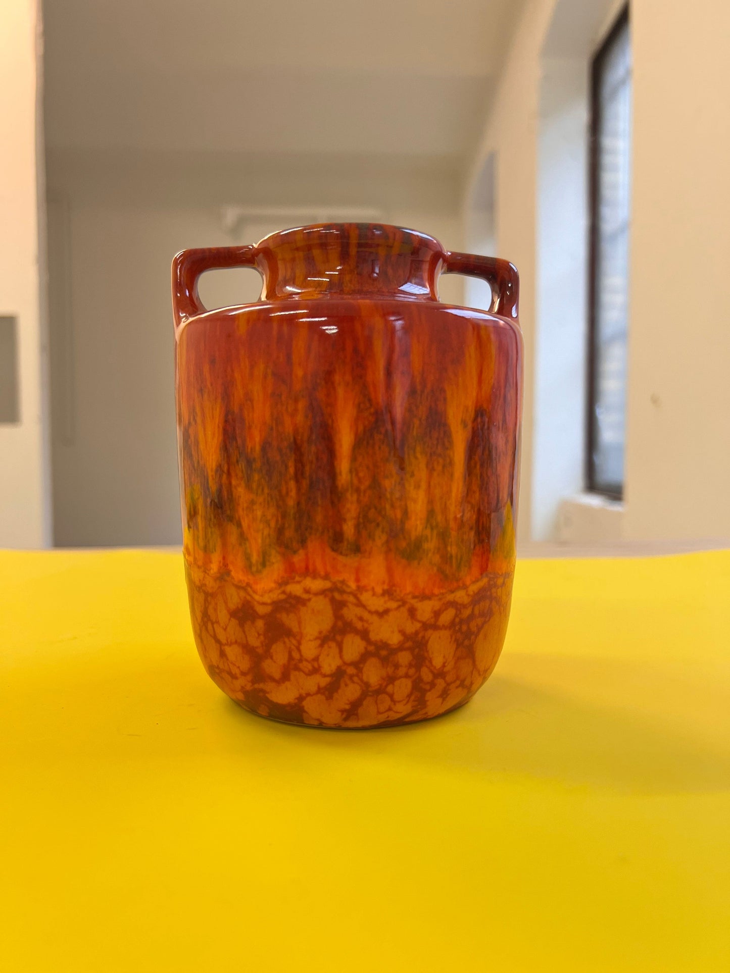 Vase vintage flamme orange rouge par Scheurich Allemagne de l'Ouest