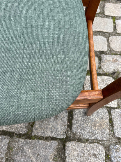 Lot de 2 chaises de salle à manger vintage en teck bleu sarcelle