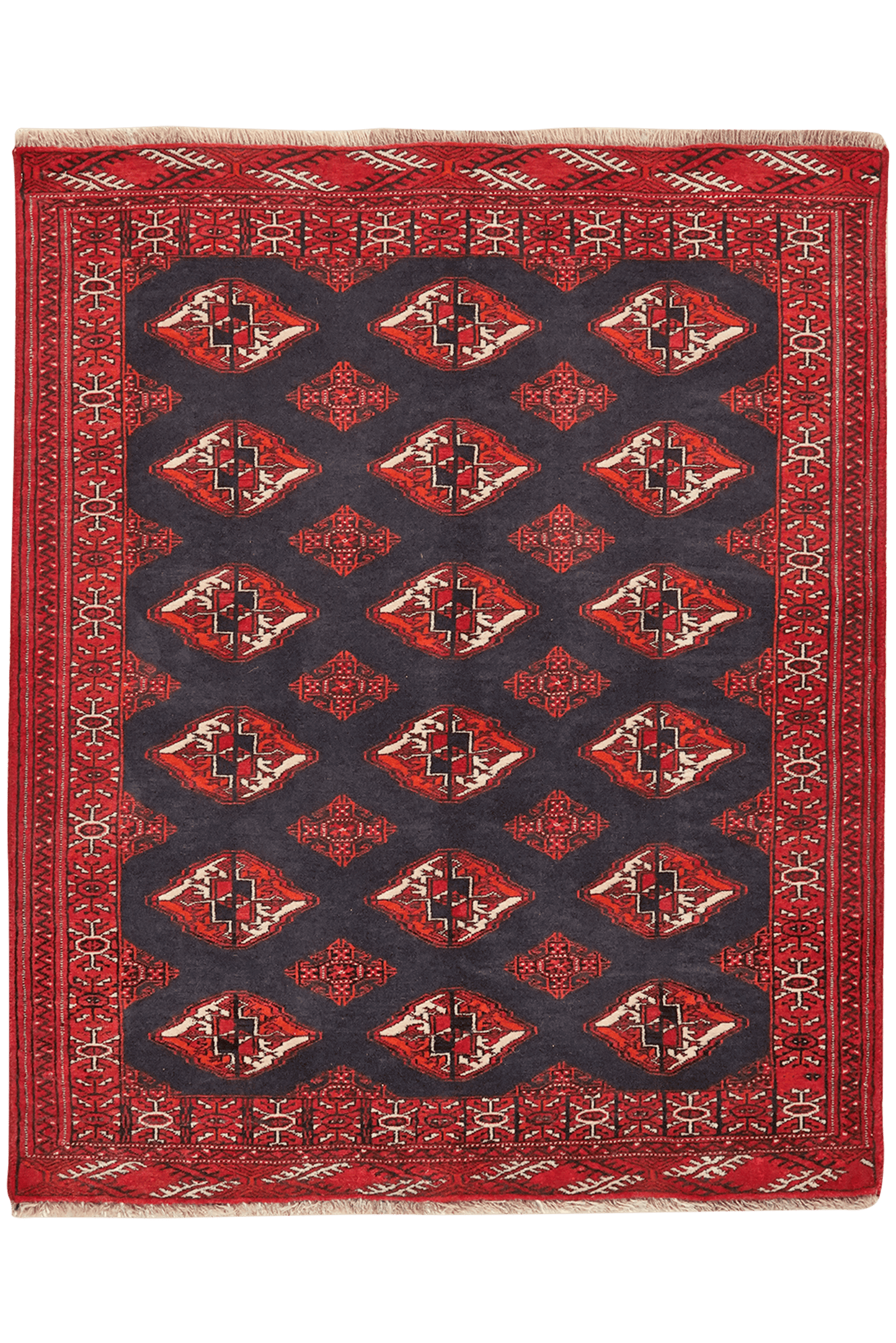 Vintage carpet Turkman colorful 128x106cm