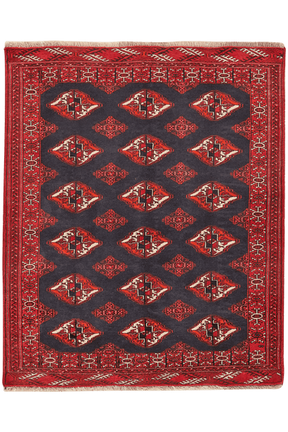 Vintage carpet Turkman colorful 128x106cm