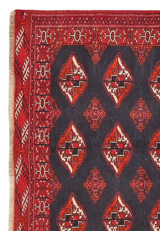 Vintage carpet Turkman colorful 128x106cm