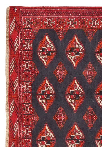 Vintage carpet Turkman colorful 128x106cm