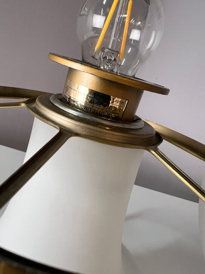 Vintage Tischlampe Mushroom von Glashütte Limburg weiß