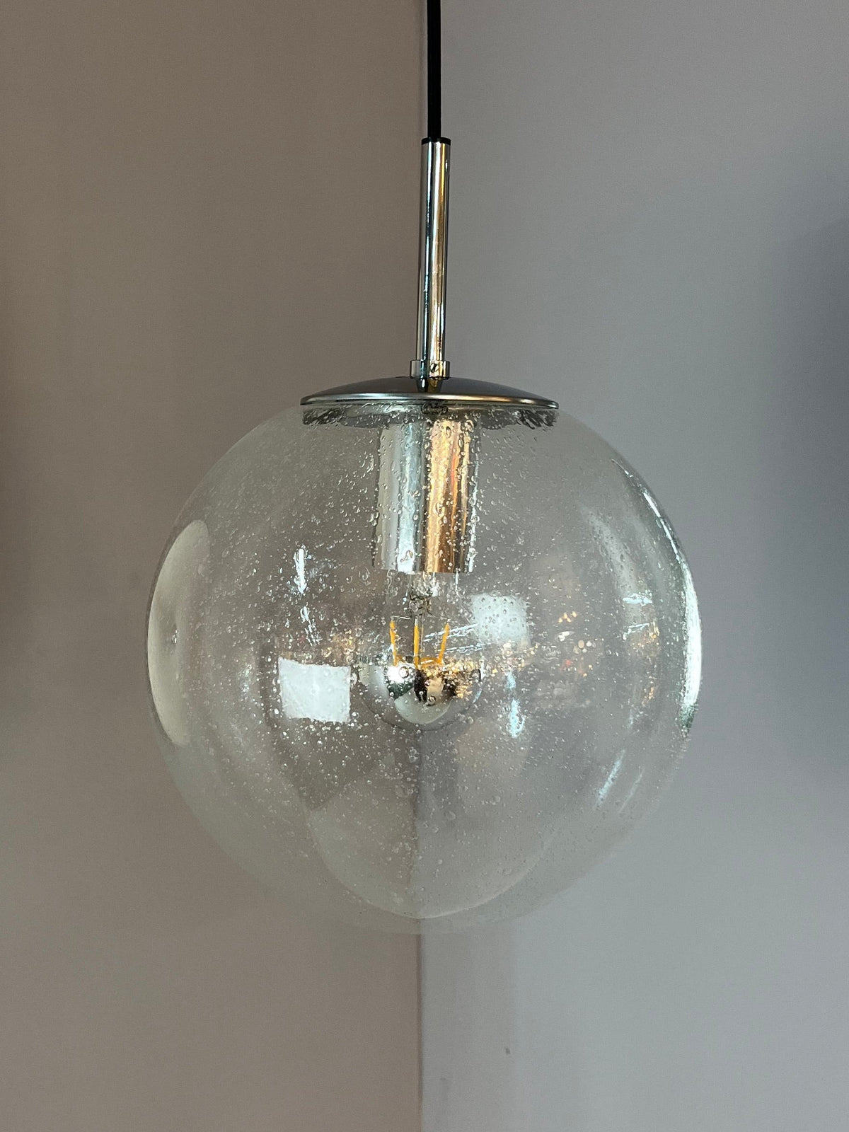 Kugellampe Einschlussglas Chrom von Glashütte Limburg
