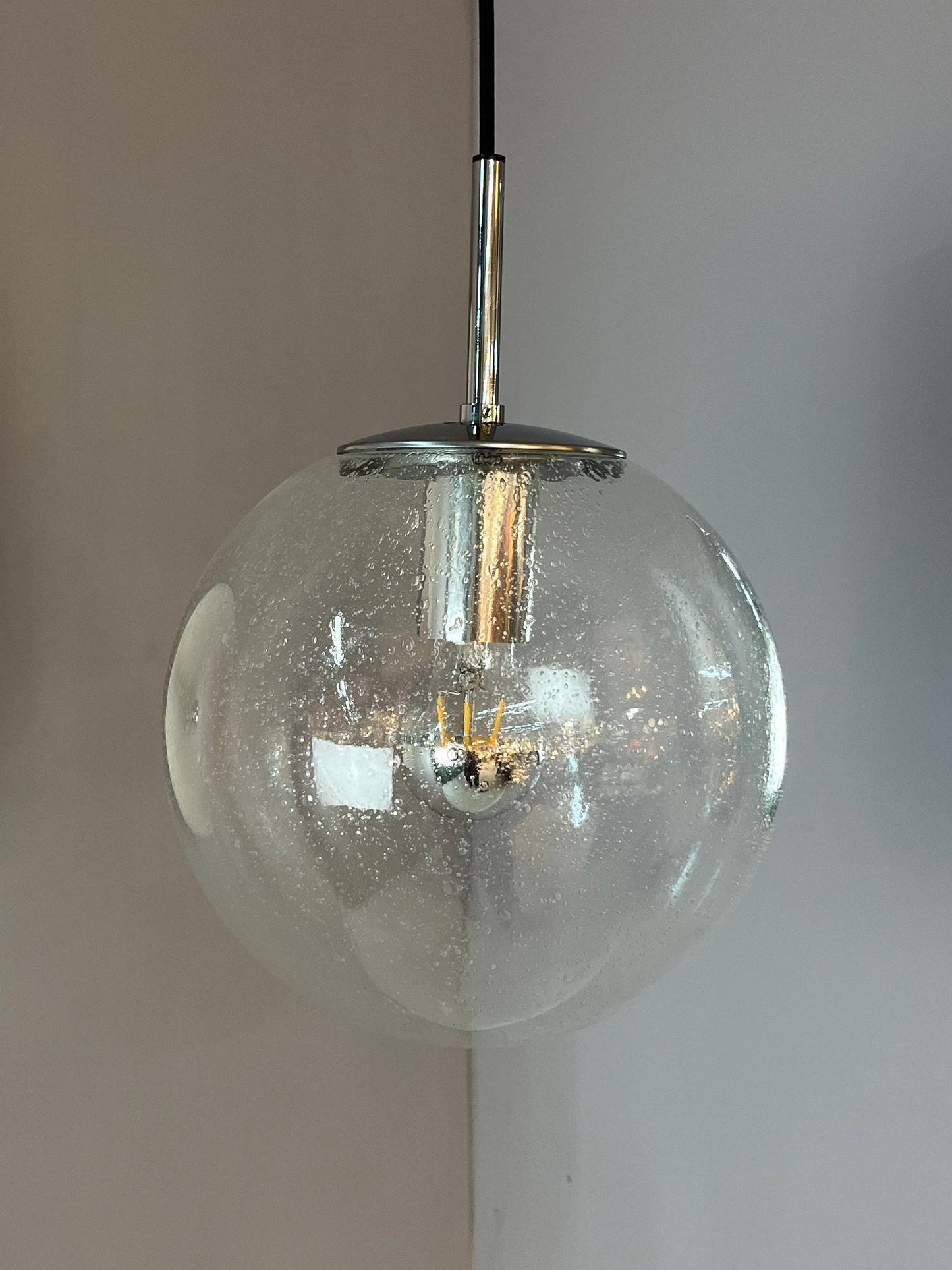 Kugellampe Einschlussglas Chrom von Glashütte Limburg