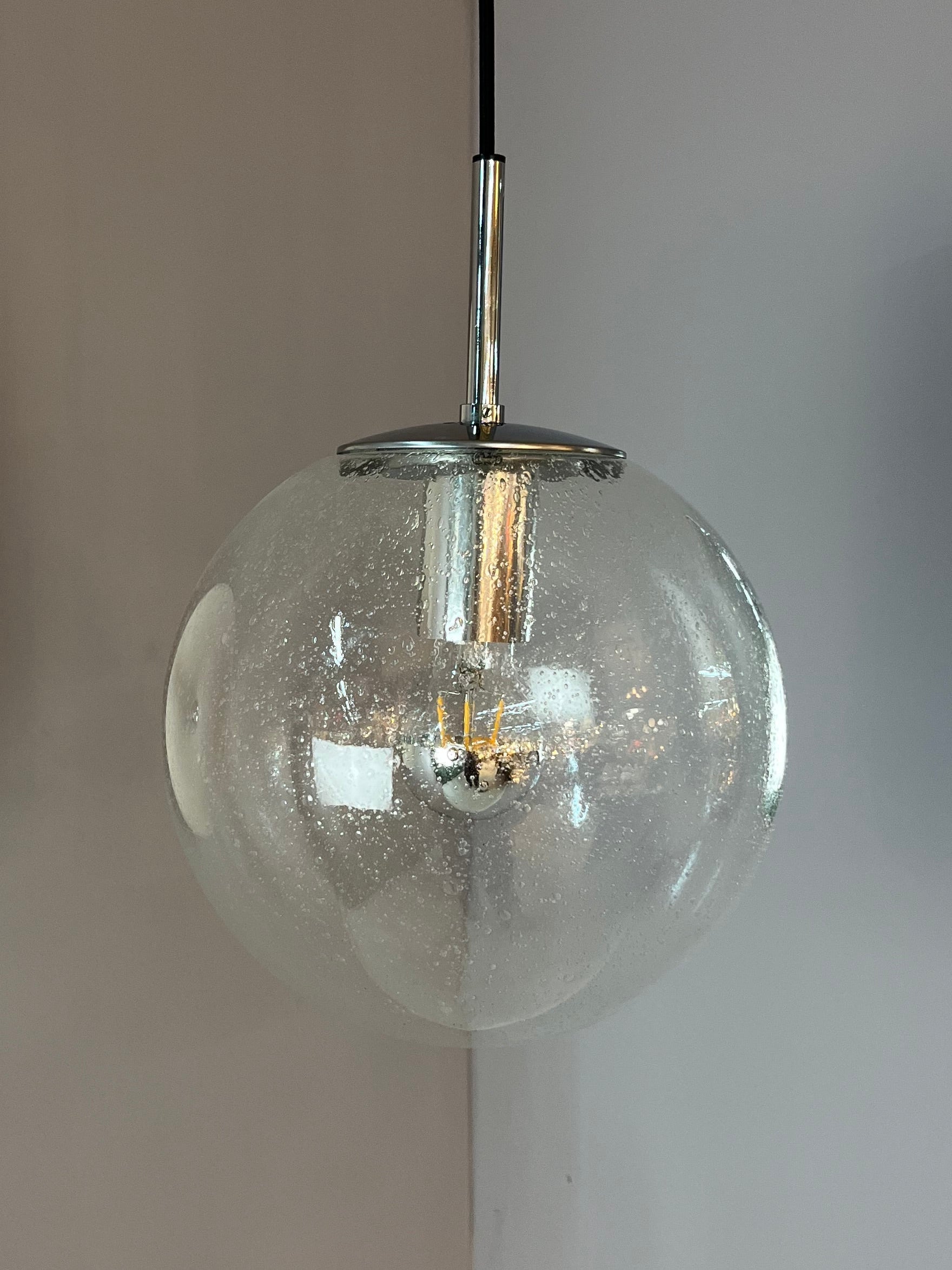 Kugellampe Einschlussglas Chrom von Glashütte Limburg