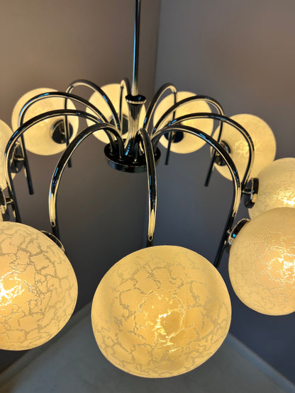 Vintage Kronleuchter mit 10 Kugeln von Richard Essig für Hustadt