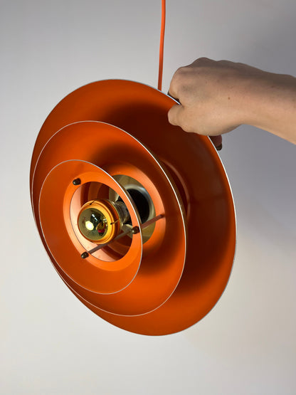 Vintage Lamellenlampe aus Dänemark gold orange