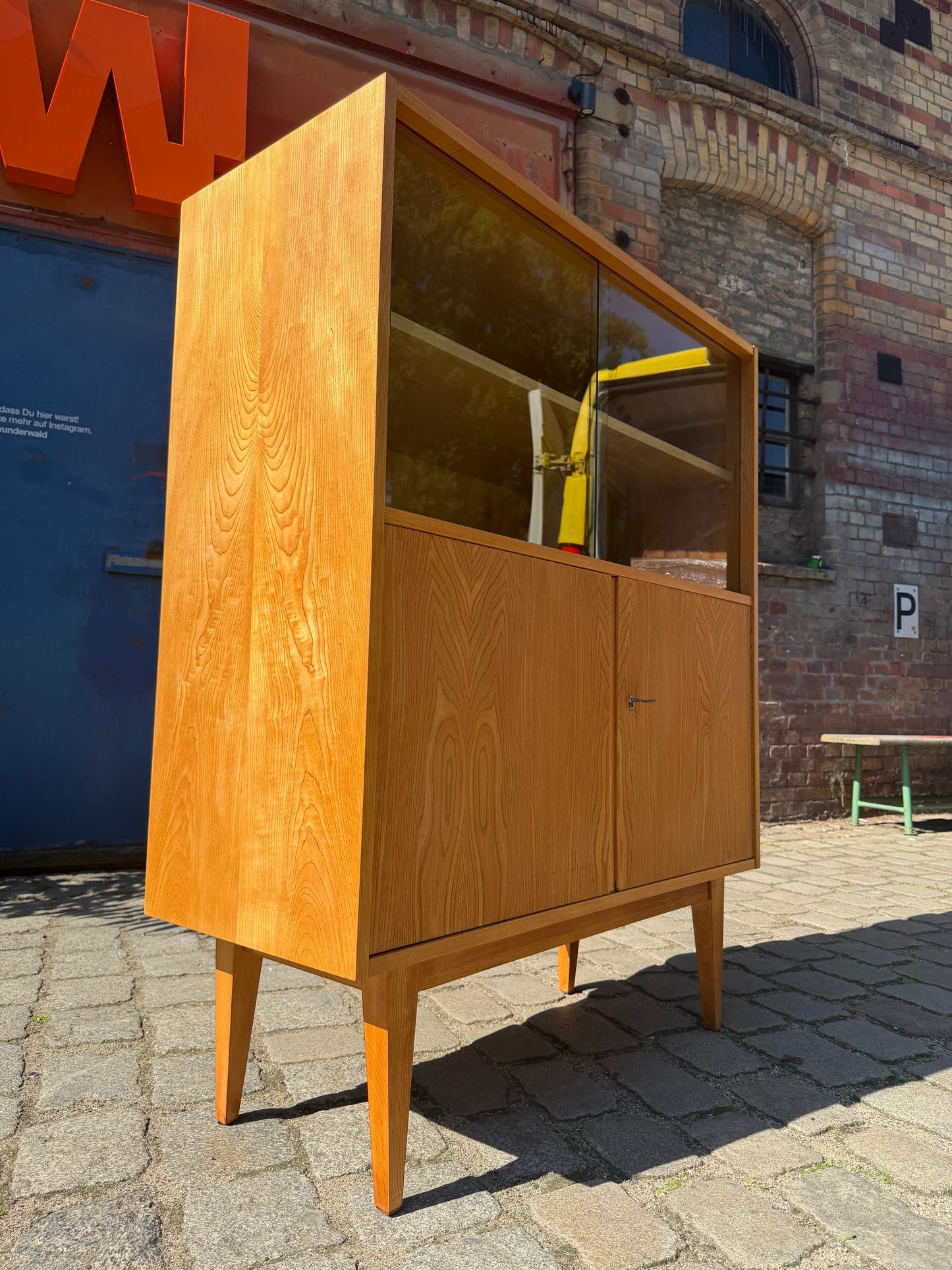 Vintage Vitrinenschrank 602/D Esche von Franz Ehrlich für Hellerau