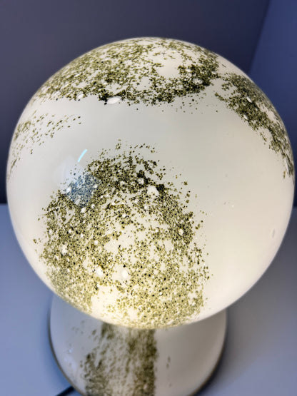 Vintage Tischlampe grün-weiß Glas von Doria