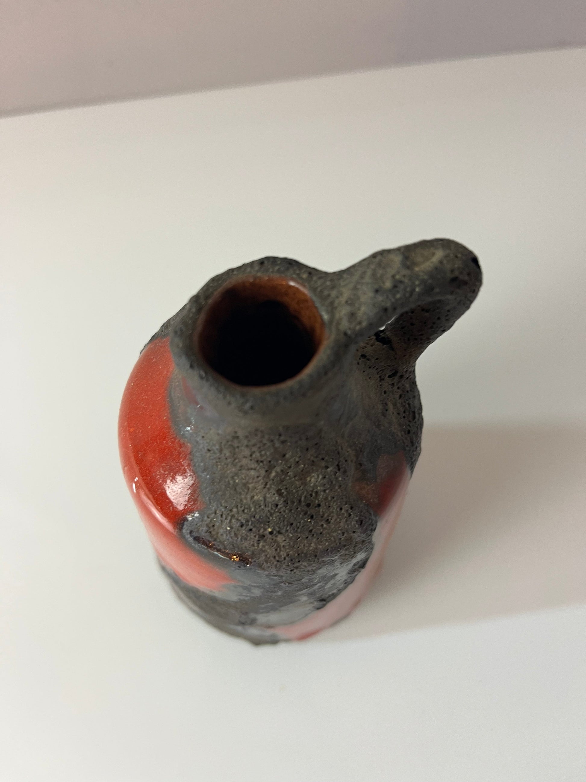 Vintage Vase Fat Lava von Marei Keramik rot dunkelbraun