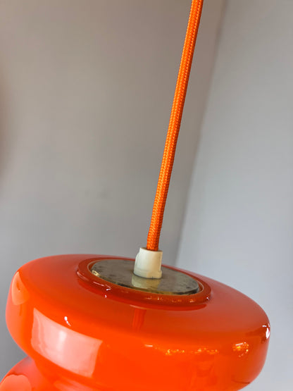 Lampe suspendue vintage en verre orange