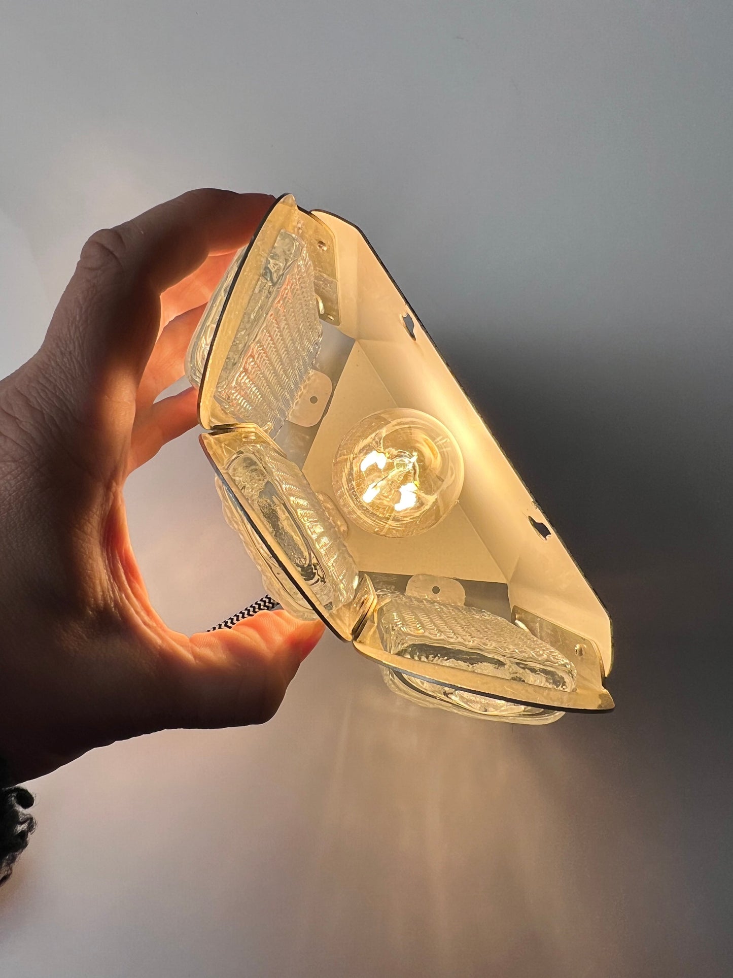 Vintage Wandlampe von Vitrika für Vitrika Gold Transparent