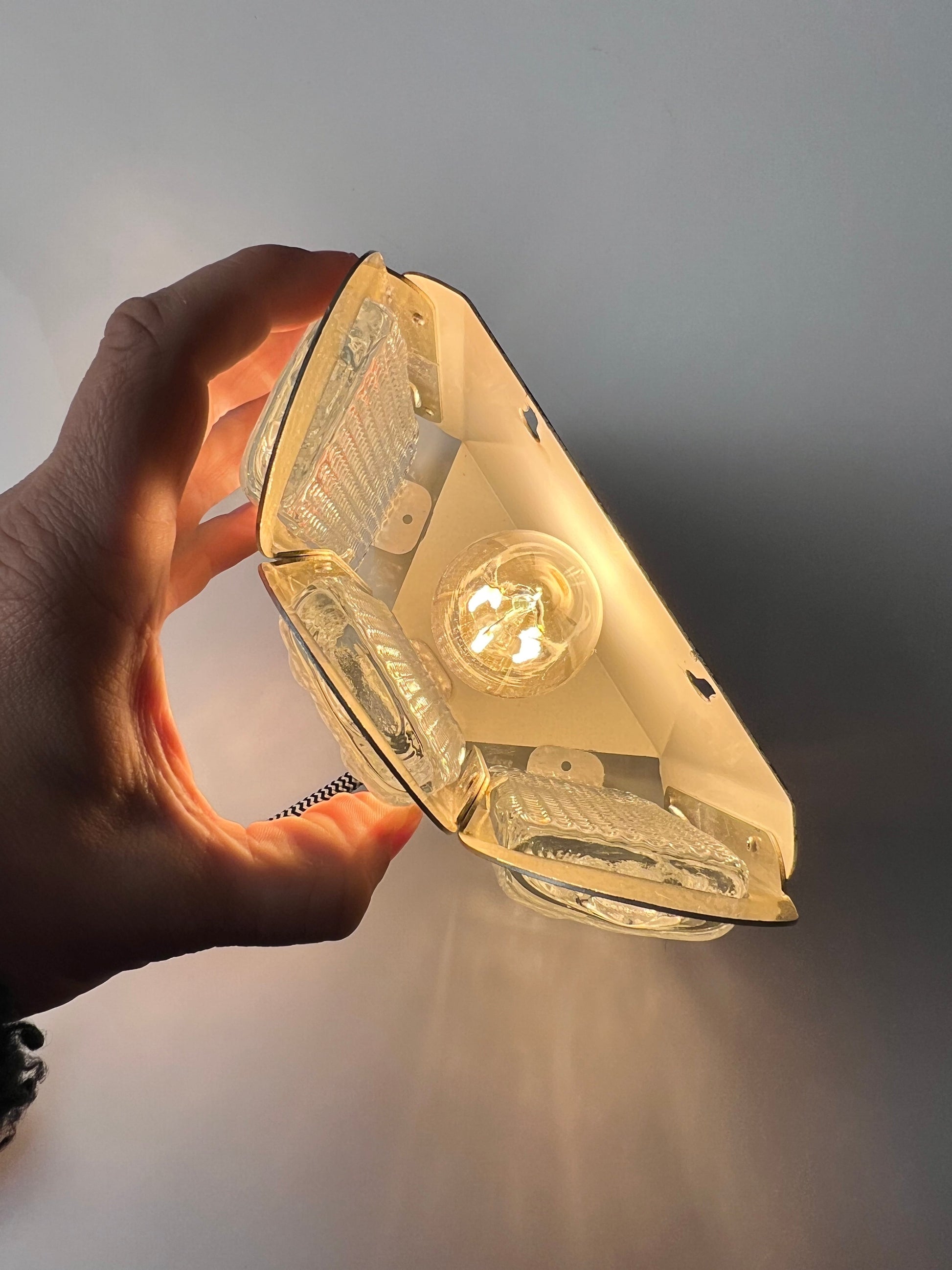Vintage Wandlampe von Vitrika für Vitrika Gold Transparent