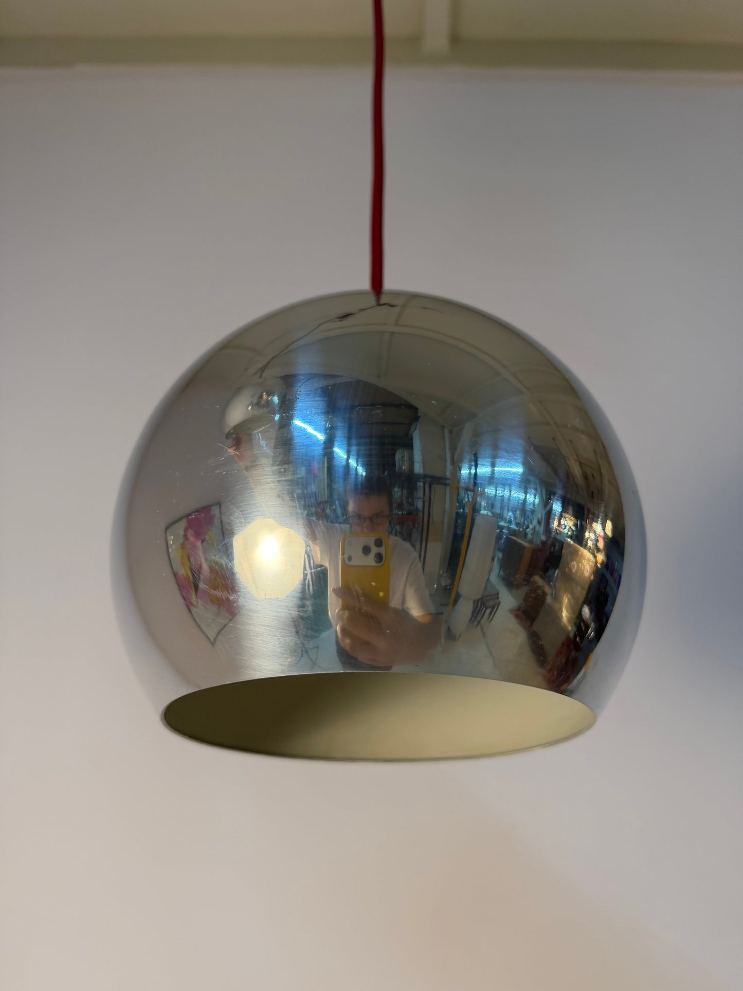 Vintage Hängelampe "Topan" von Verner Panton, Chrom