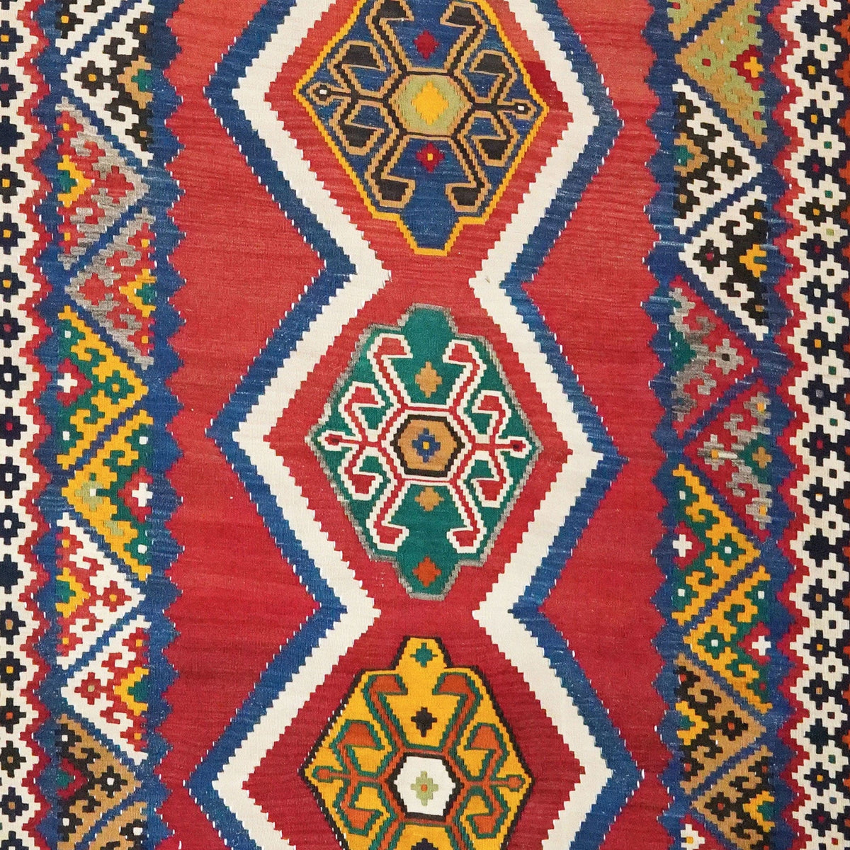 Vintage Kelim Gashgai Teppich bunt 384x134cm