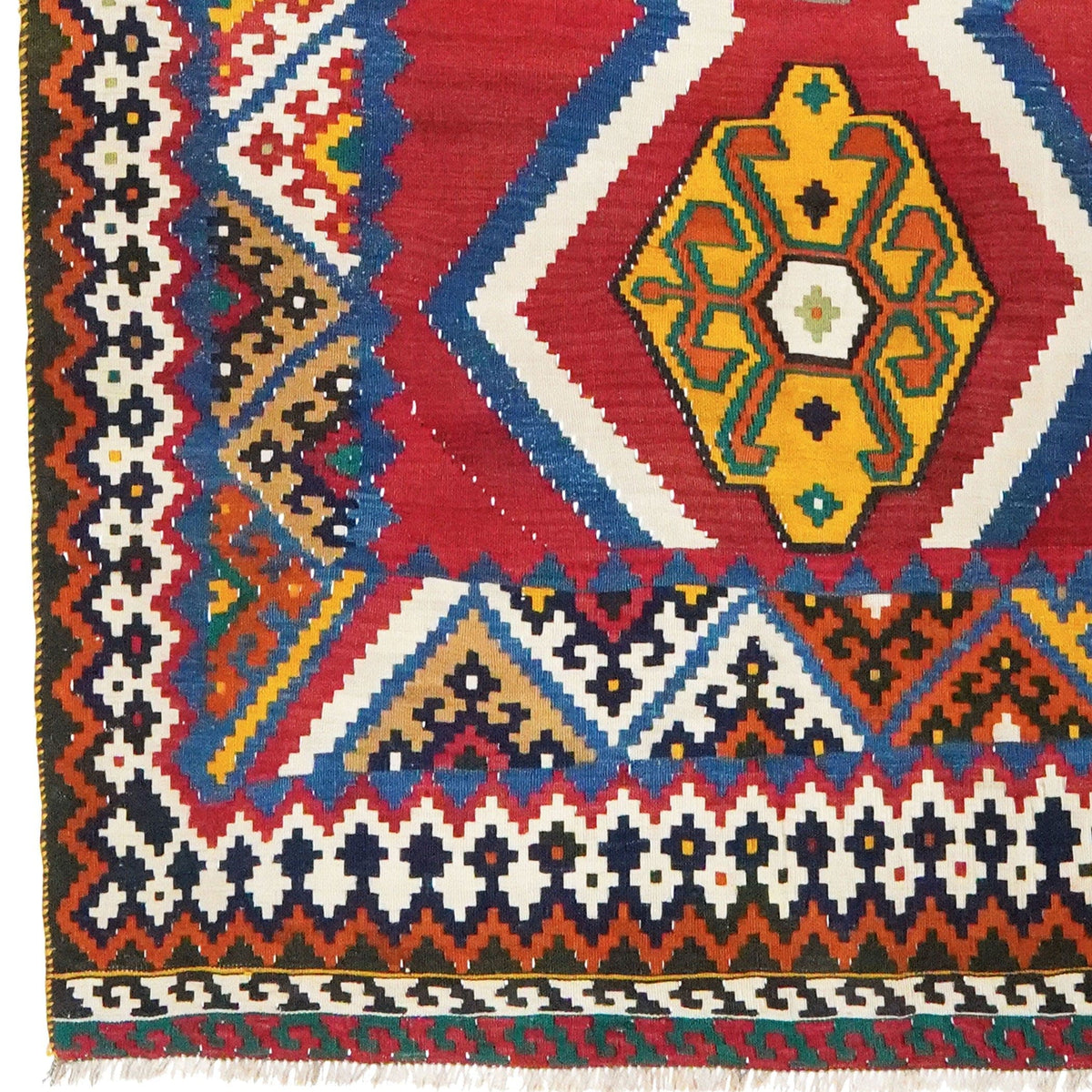 Vintage Kelim Gashgai Teppich bunt 384x134cm