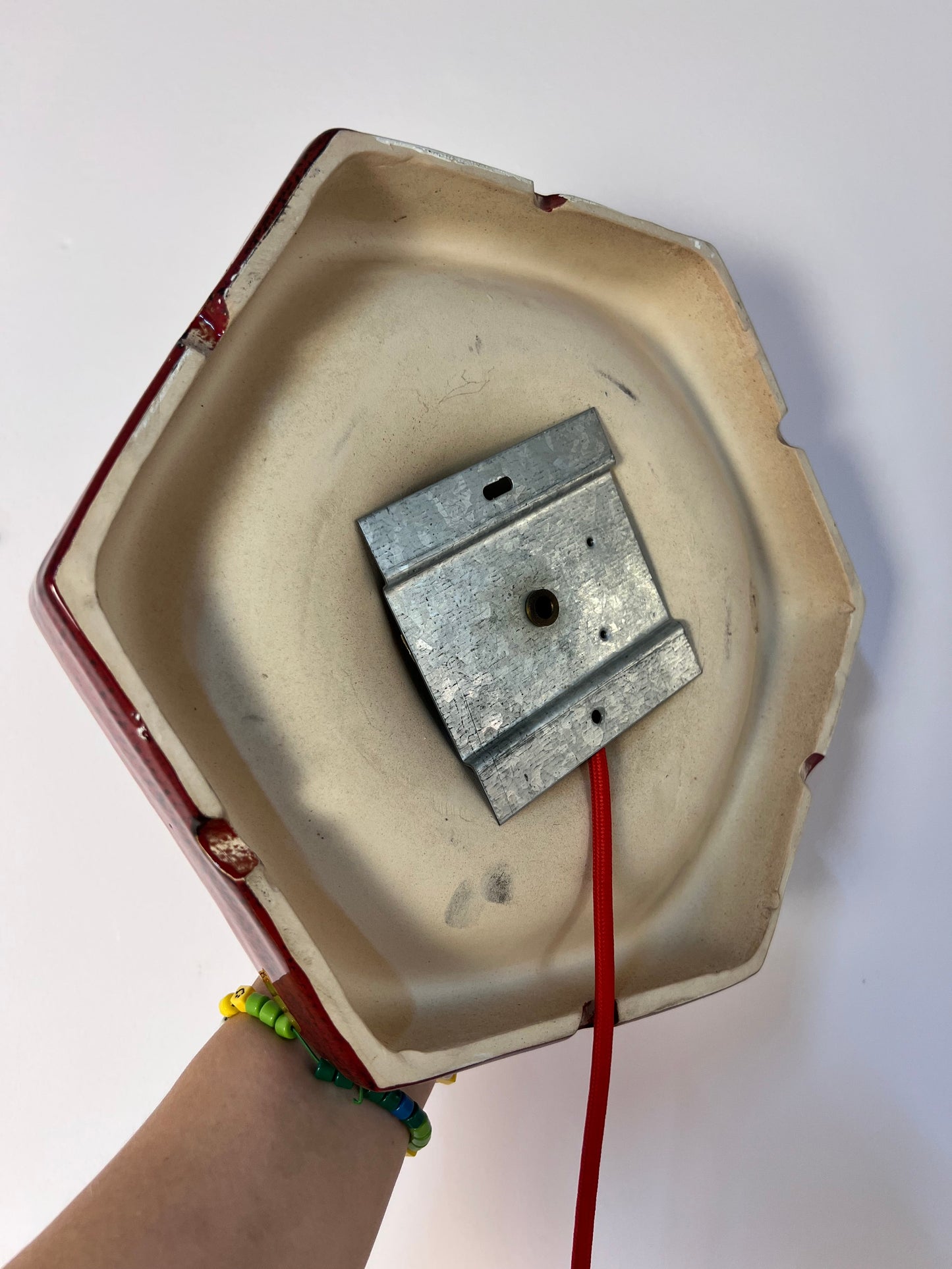 Vintage Wandlampe aus roter Keramik von Hustadt Leuchten