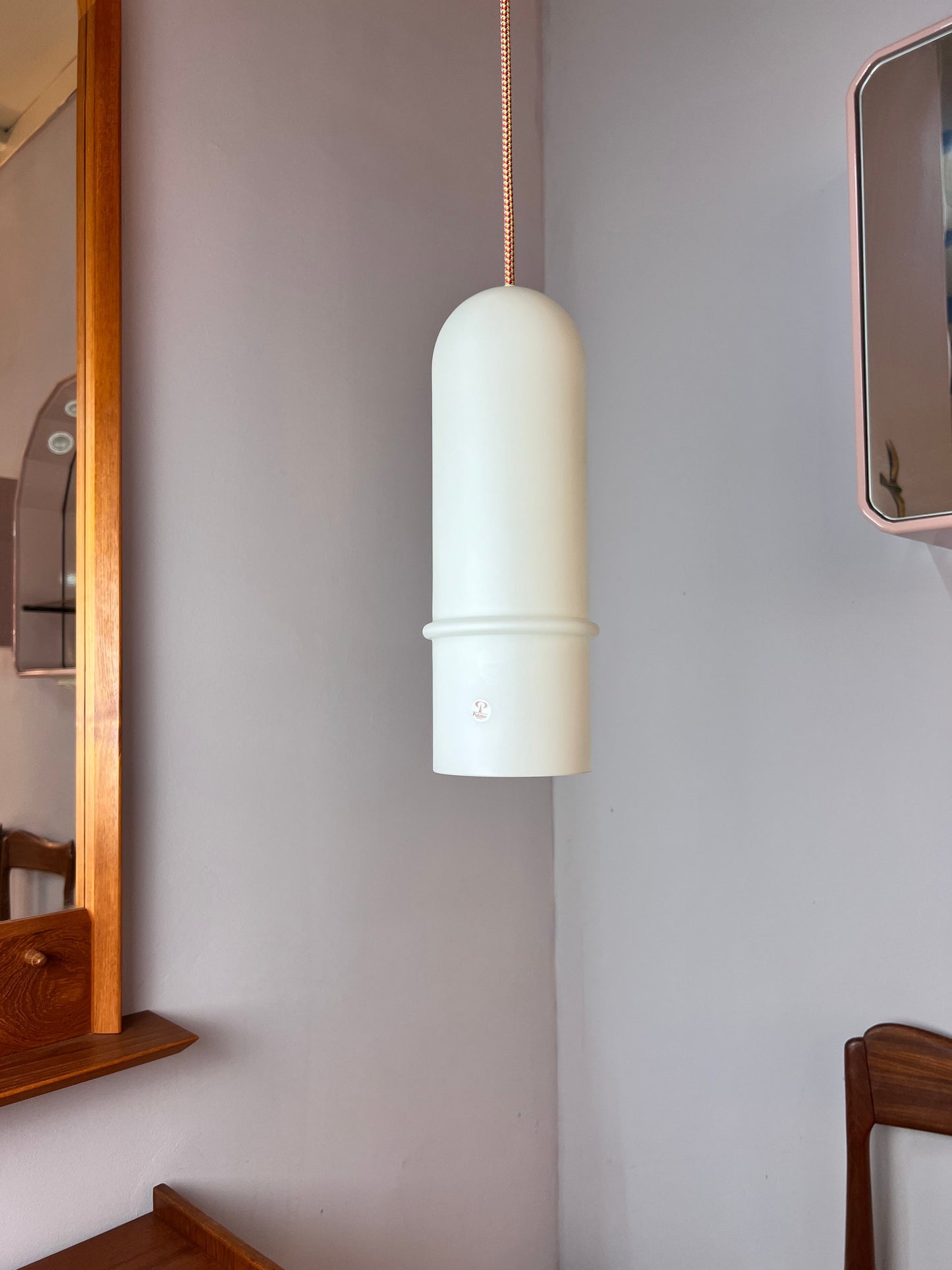 Vintage hanging lamp opal glass from Peill &amp; Putzler white