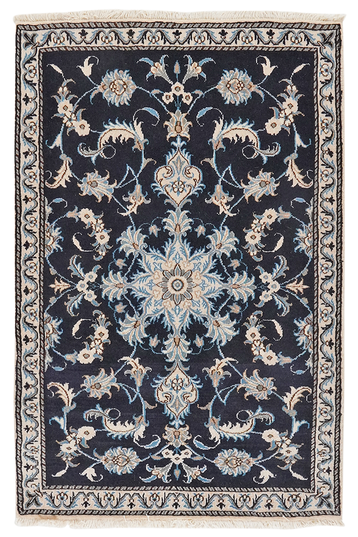 Vintage carpet Nain 12La 135x89cm colorful Medallion