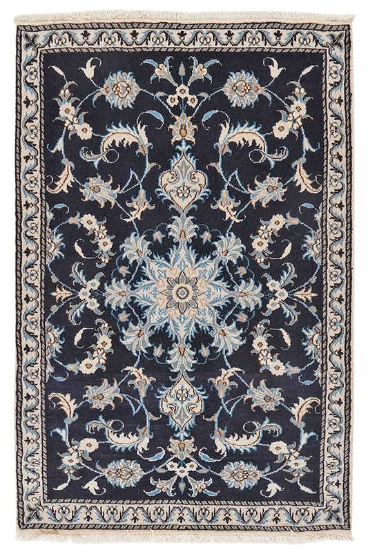 Vintage carpet Nain 12La 135x89cm colorful Medallion