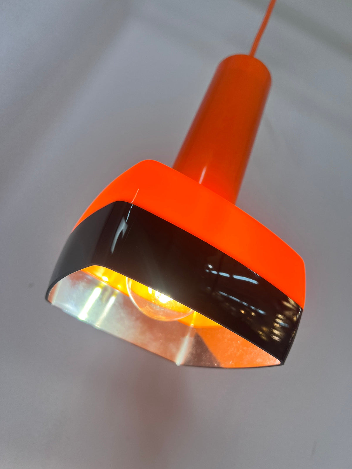 Vintage orange hanging lamp by Bent Karlby for Schrøder-Kemi