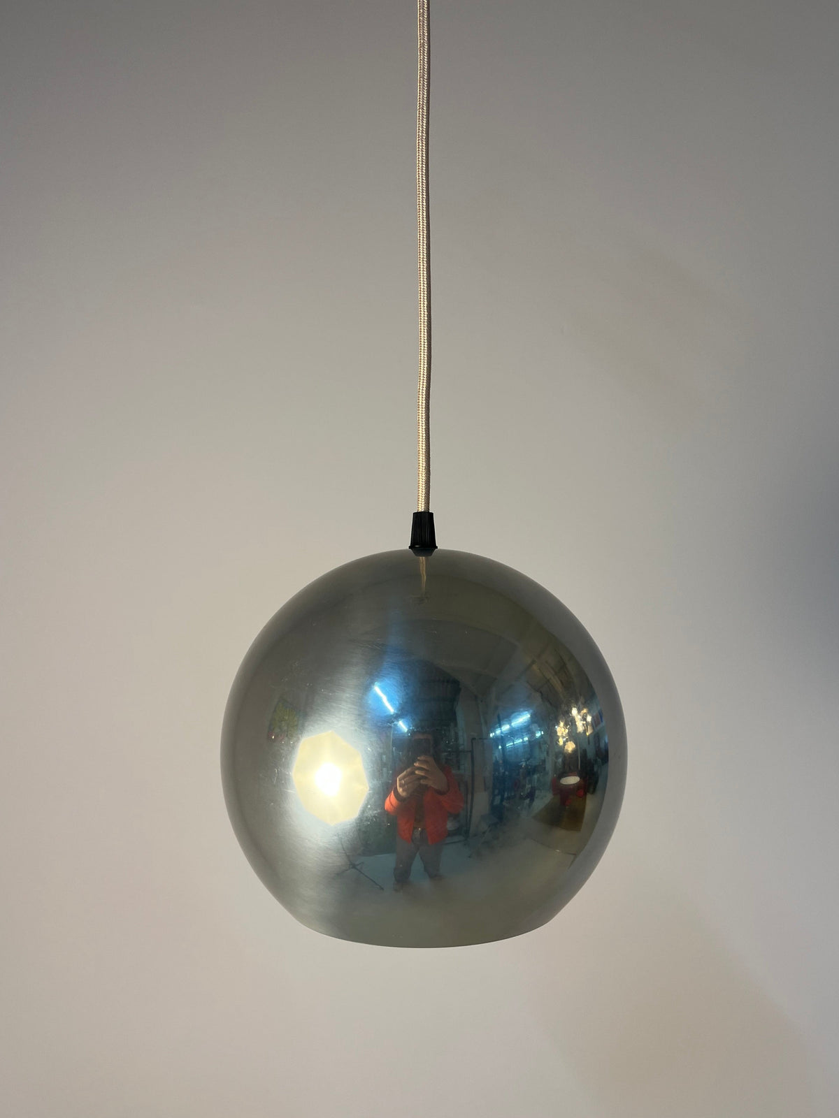 Vintage Pendelleuchte Topan von Verner Panton für &Tradition Chrom