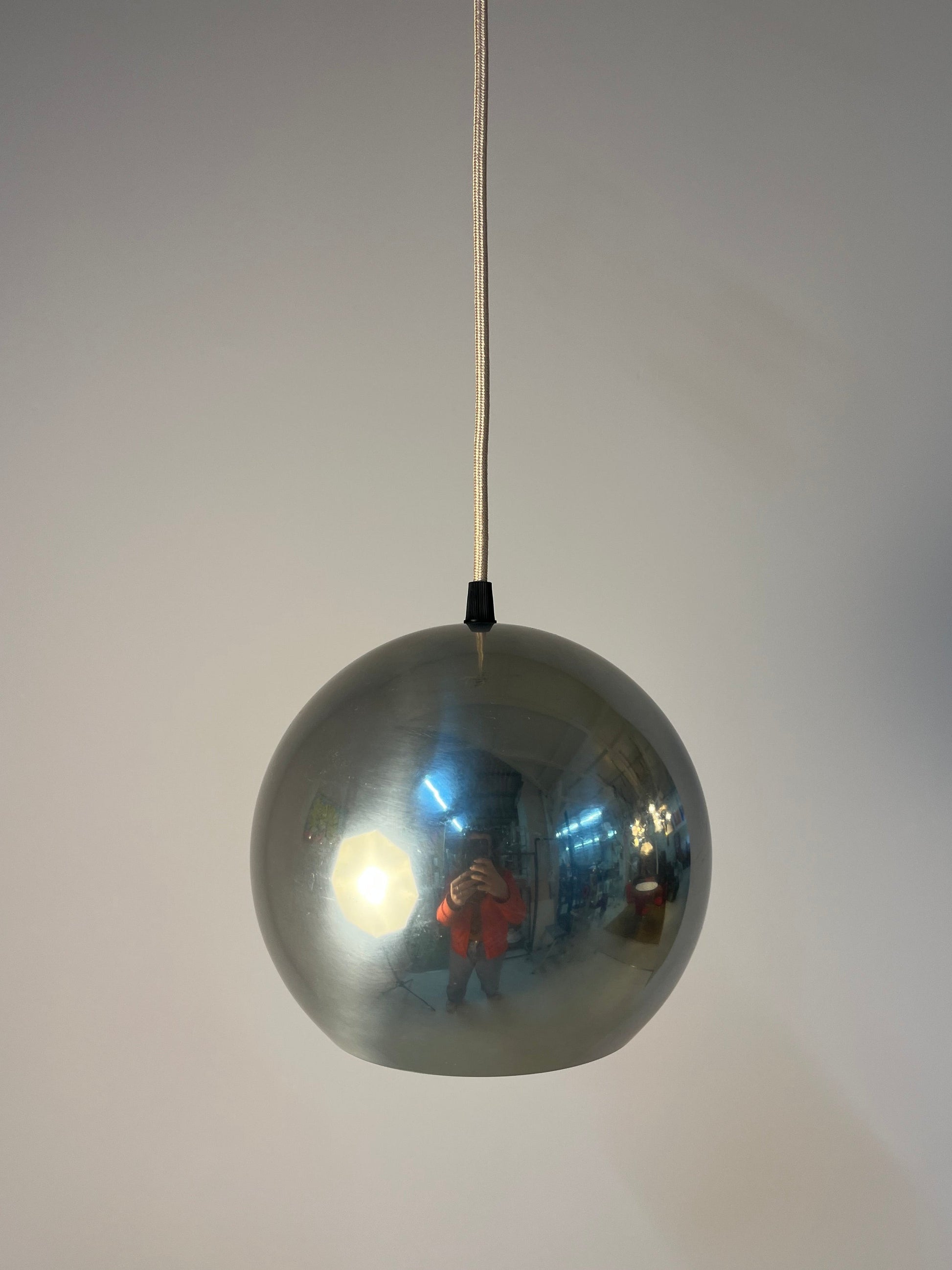 Vintage Pendelleuchte Topan von Verner Panton für &Tradition Chrom