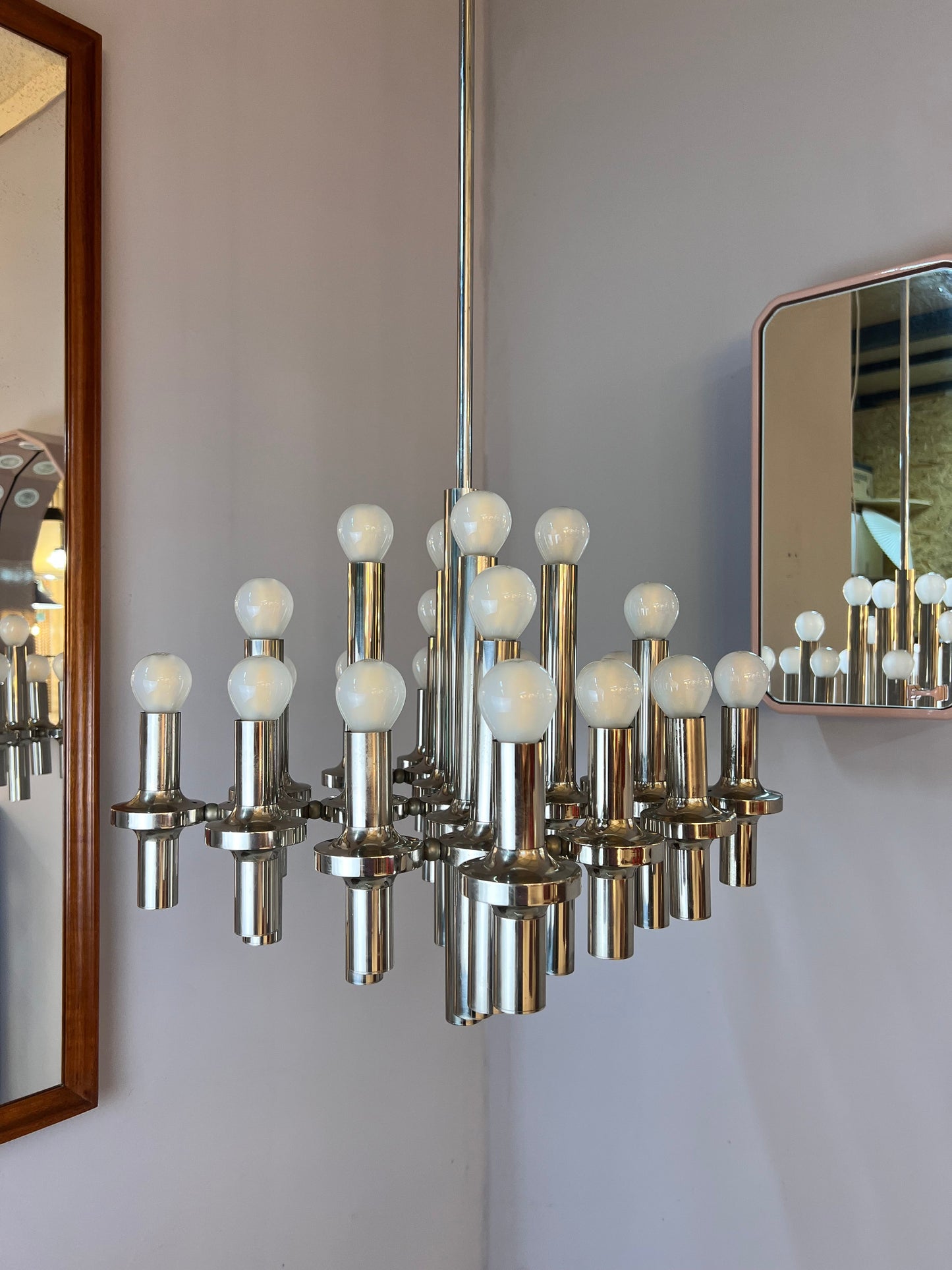 Lustre chromé vintage de Gaetano Sciolari pour STAFF