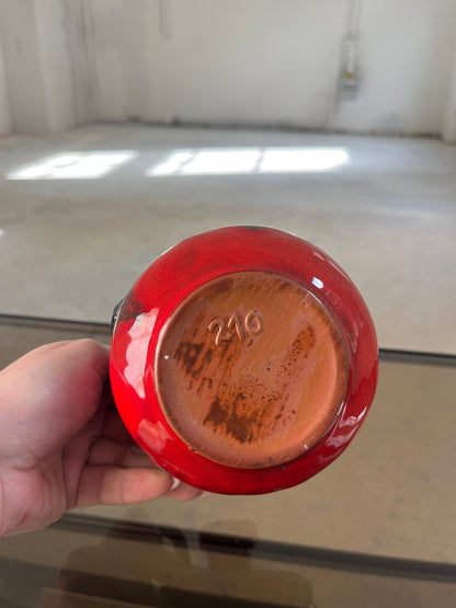 Vintage Vase 210 rot schwarz von Kreutz für Kreutz Keramik Lava-Glasur