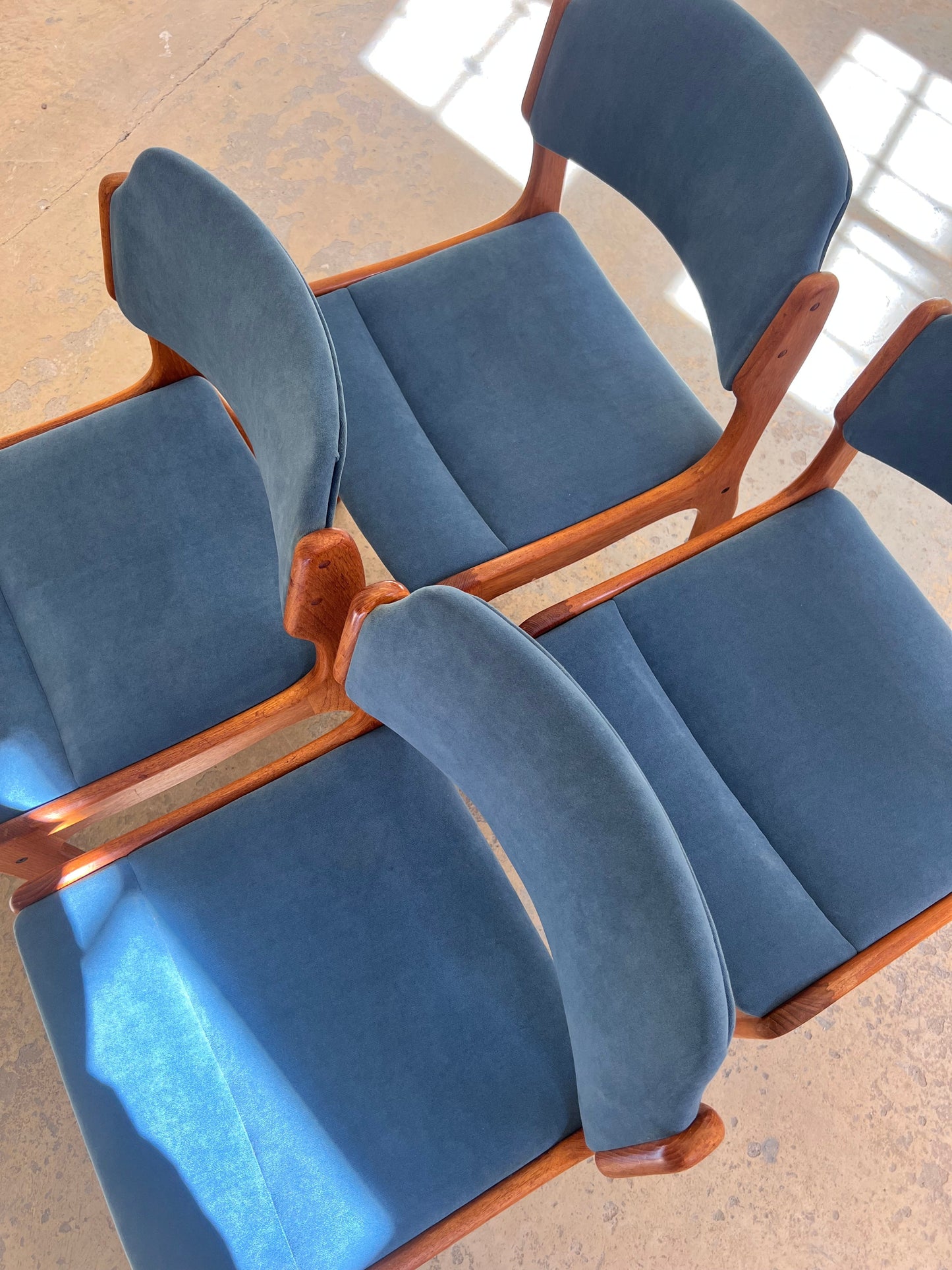 Vintage Polsterstuhl Set von 4 von Erik Buch für O.D. Møbler blau Teak