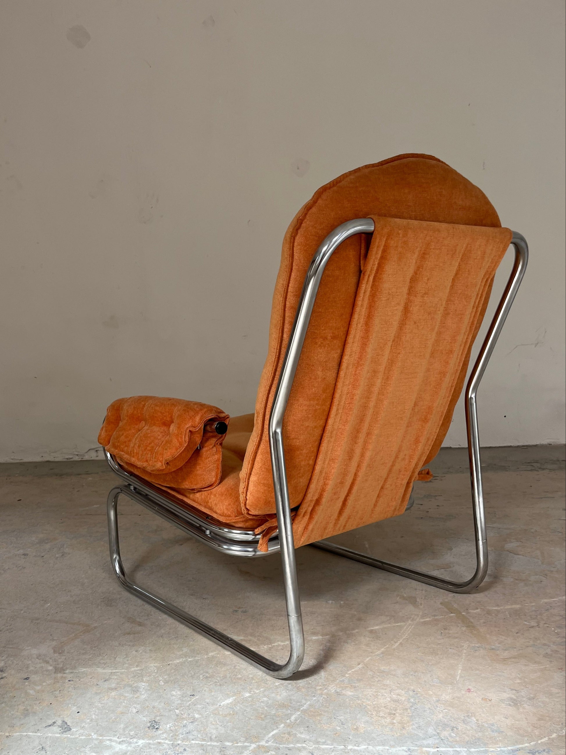 Vintage Sessel Halina von Hellerau orange Chrom