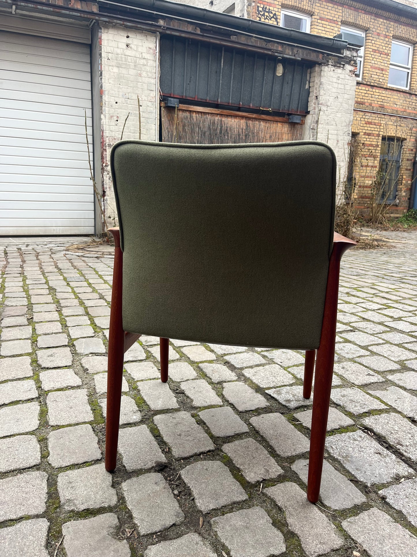 Vintage Sessel von Grete Jalk für Glostrup Møbelfabrik, neu gepolstert, grün, Teak