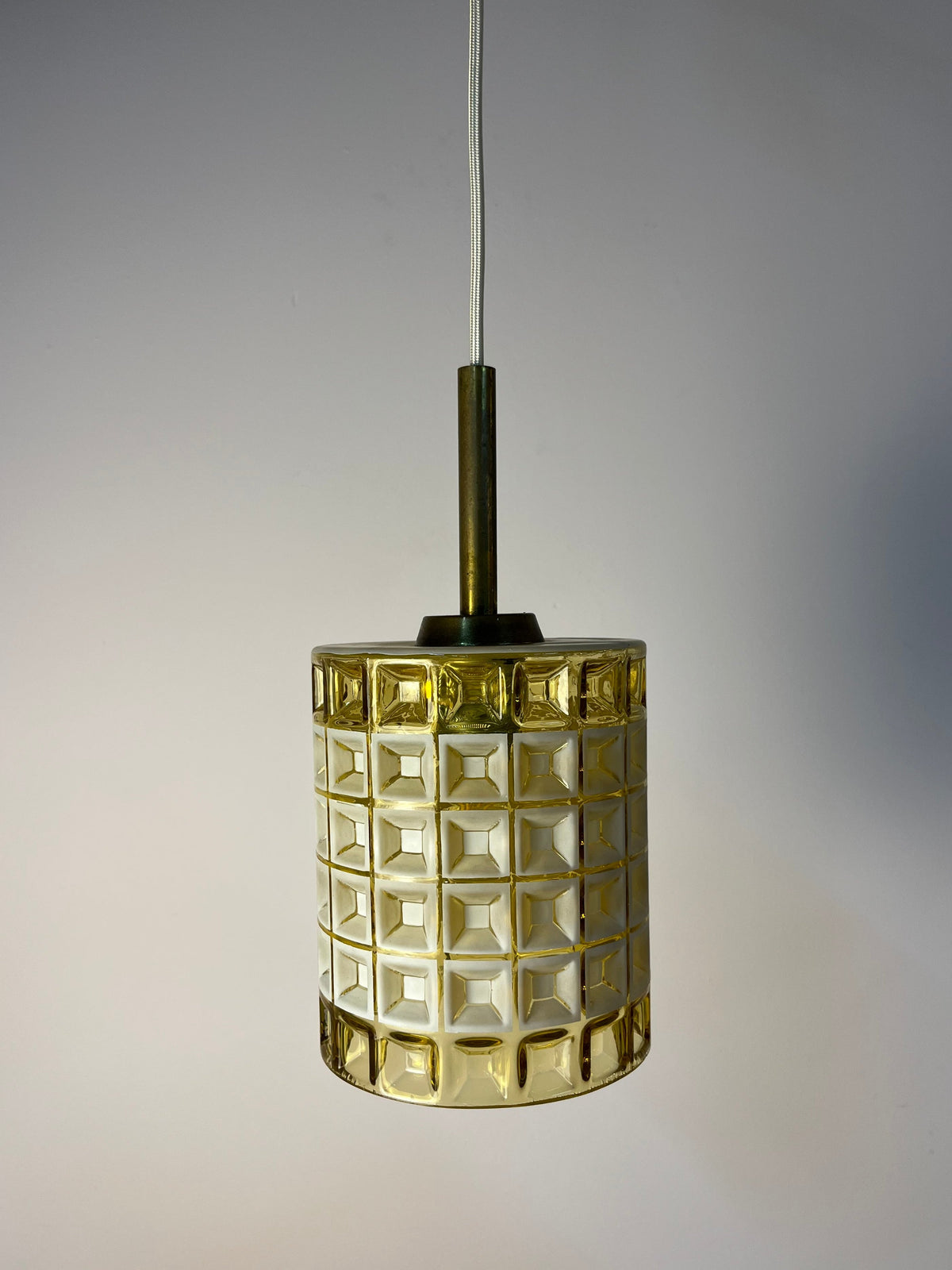 Vintage Hängelampe Waffelstruktur von Orrefors