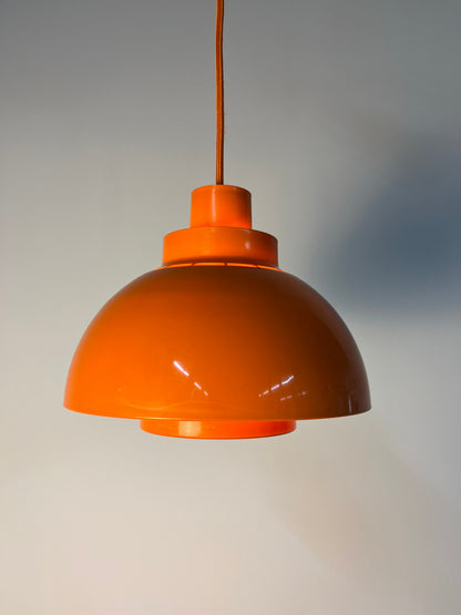 Vintage Hängelampe Minisol von K. Kewo für Nordisk Solar, Orange