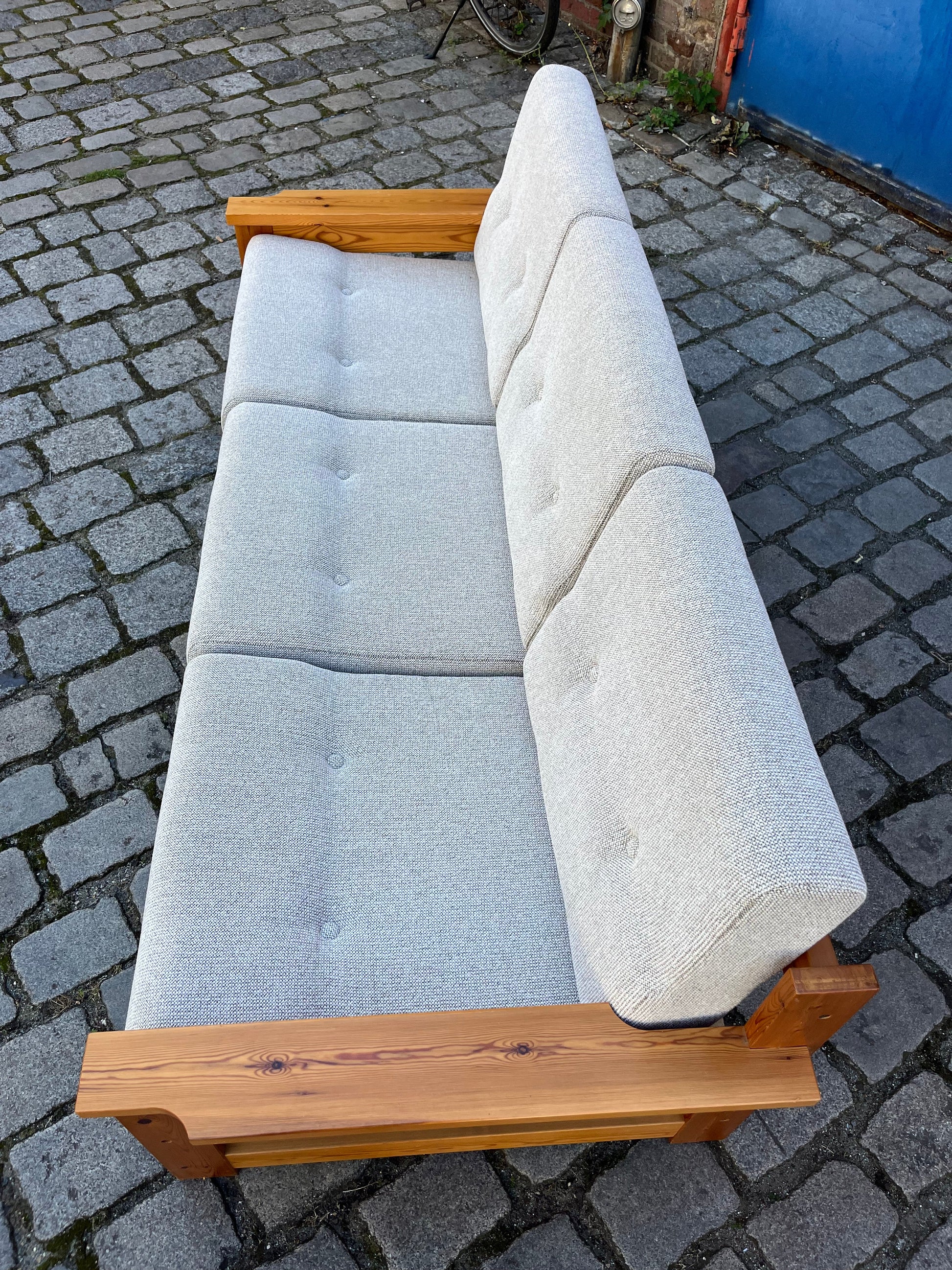 3-Sitzer Sofa beige grau Safari-Stil