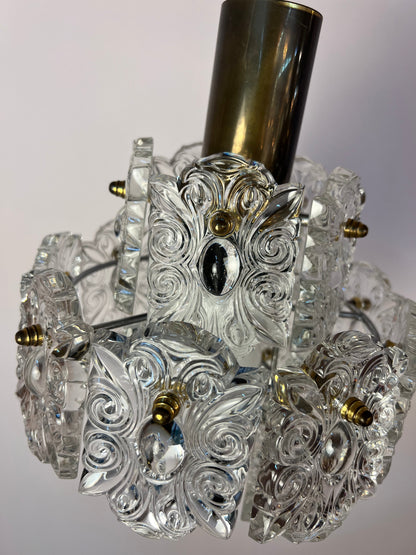 Vintage Hängelampe Kristallglas von Kinkeldey