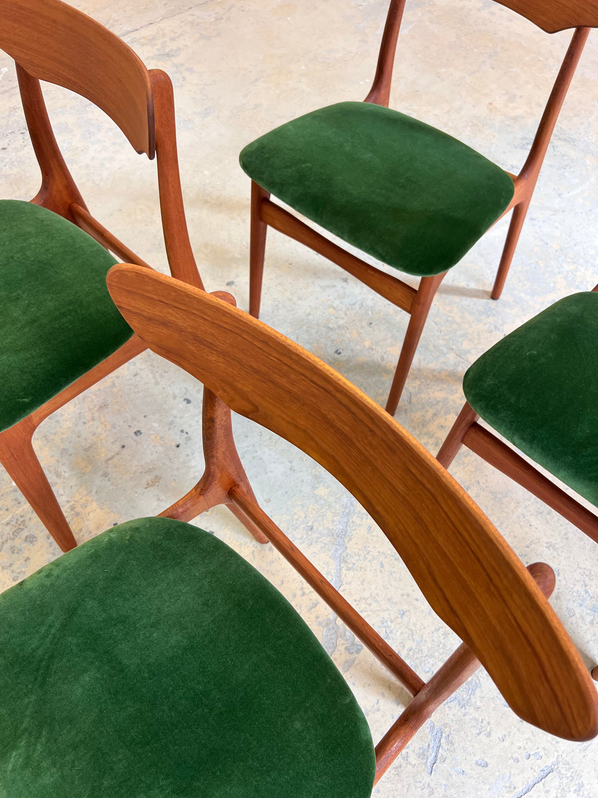 Vintage Polsterstuhl Set von 4 von Schiønning und Elgaard für Randers Møbelfabrik grün Teak