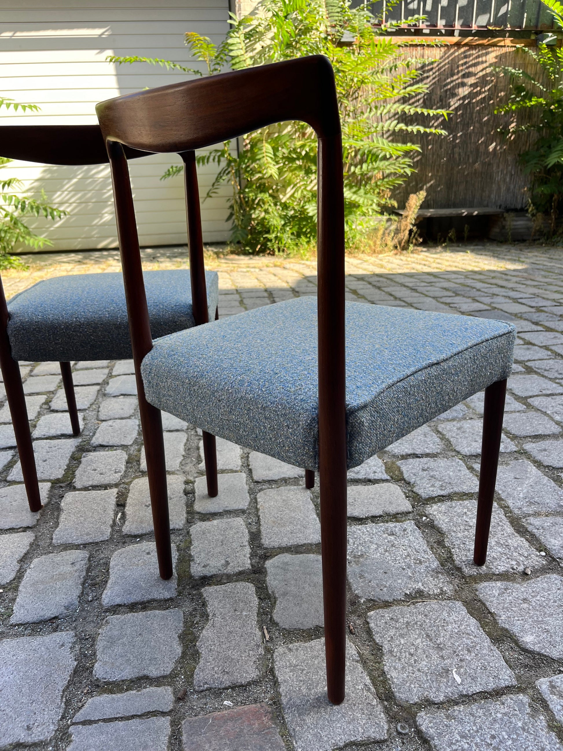 2x Polsterstuhl blau Palisander