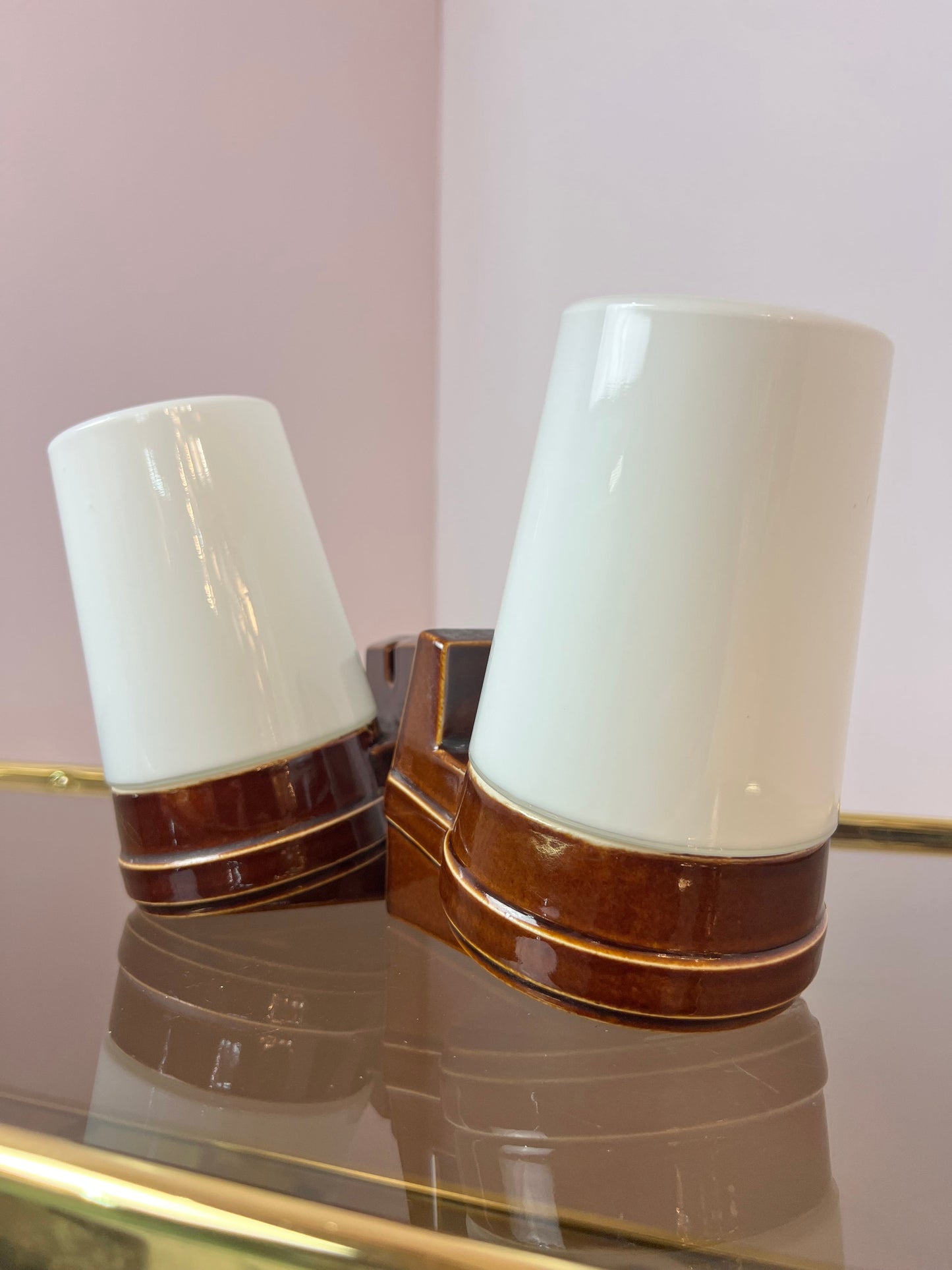 Vintage Wandlampe braun von Sigvard Bernadotte für Ifö Set von 2