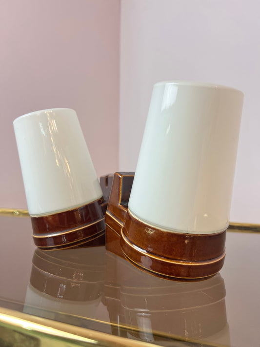 Vintage Wandlampe braun von Sigvard Bernadotte für Ifö Set von 2