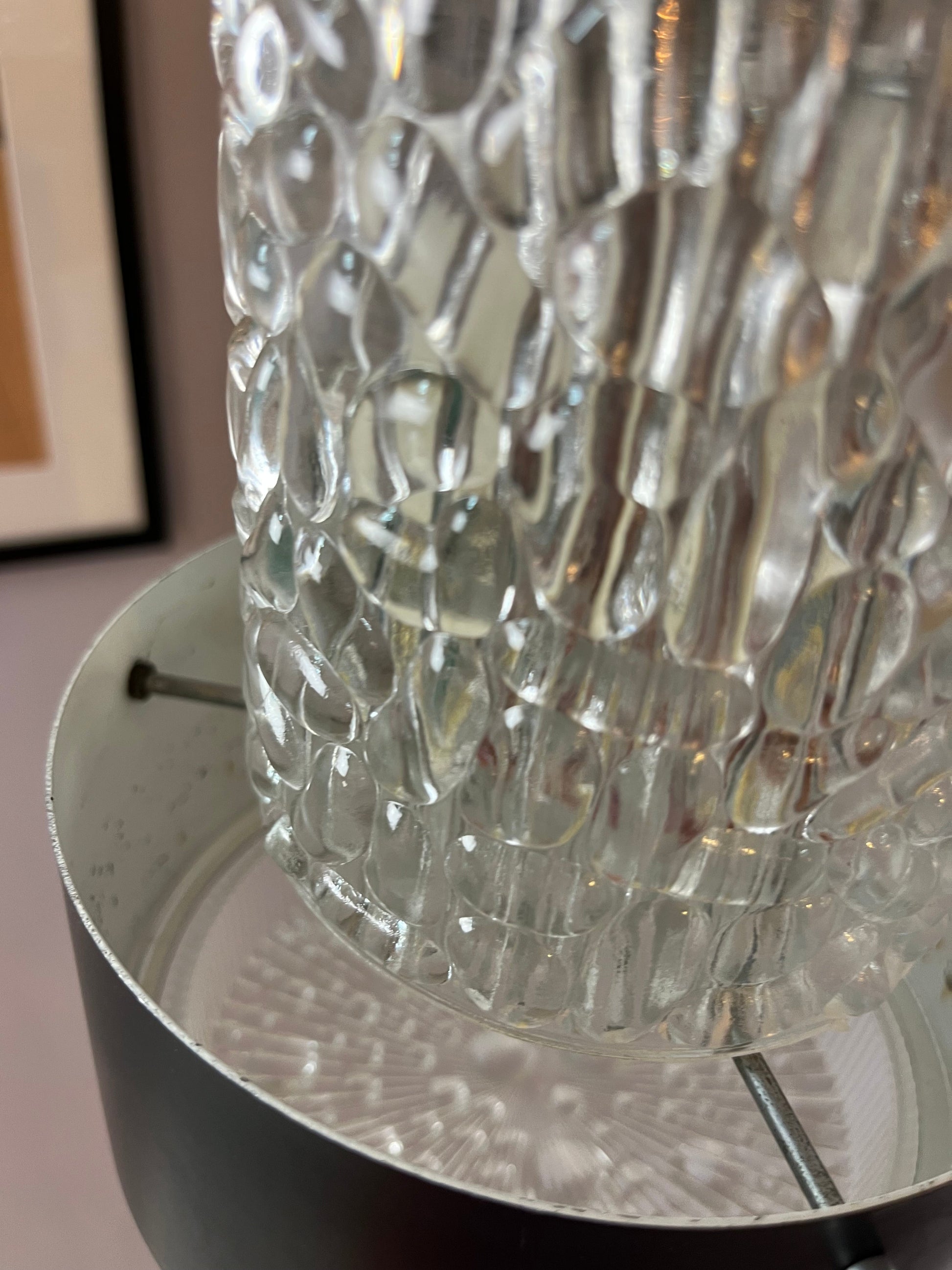 Vintage Hängelampe schwarz Eisglas von Carl Fagerlund für Orrefors