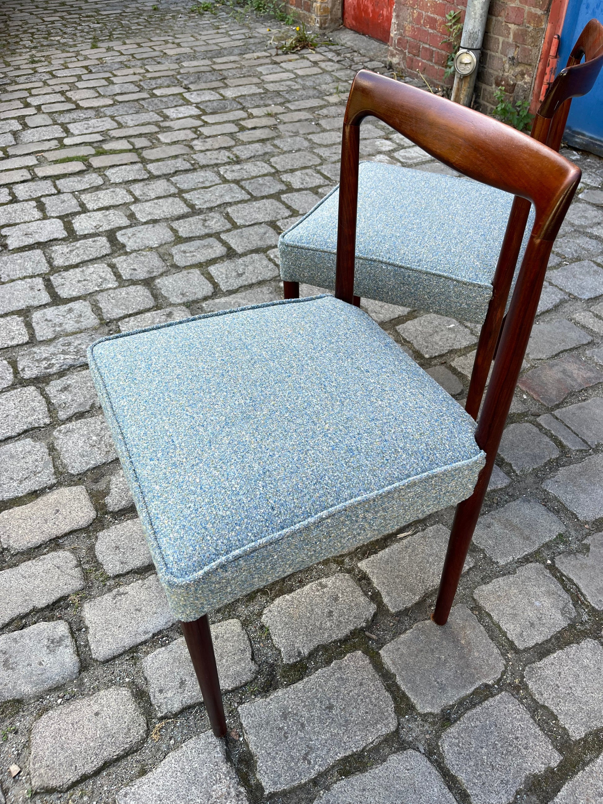 2x Polsterstuhl blau Palisander