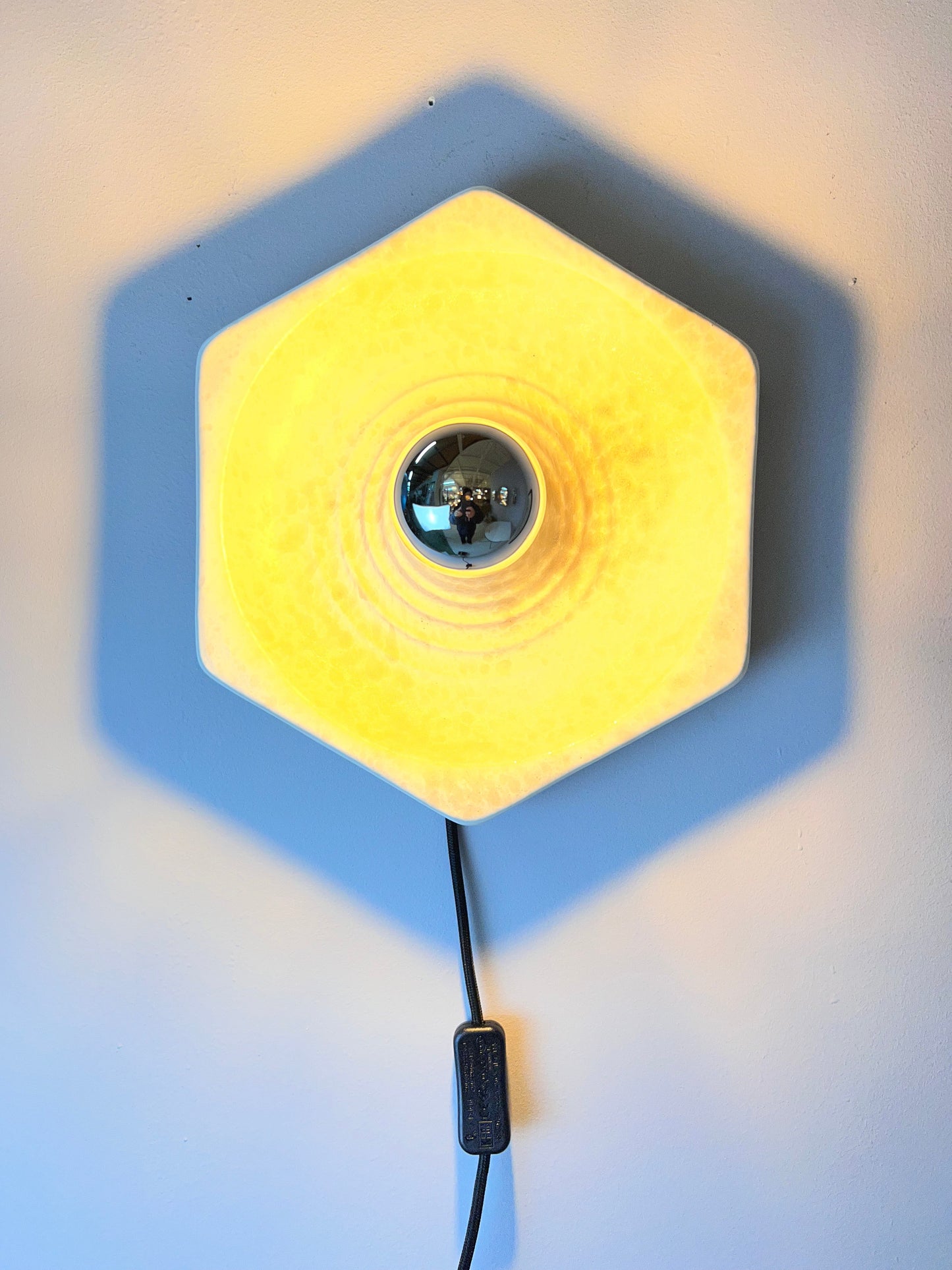 Vintage Wandlampe von Hustadt Leuchten sechseckig creme marmoriert