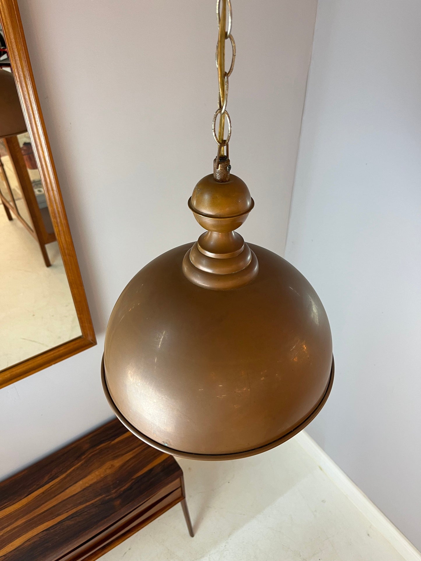 Lampe suspendue vintage en cuivre avec chaîne