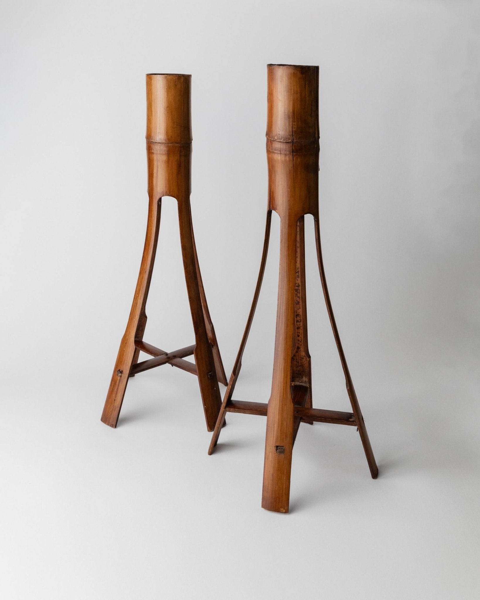 Vintage Kerzenhalter Set von 2 Bambus einzigartig