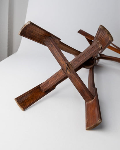 Bougeoir vintage en bambou style bohème Italie années 60 décoration de table