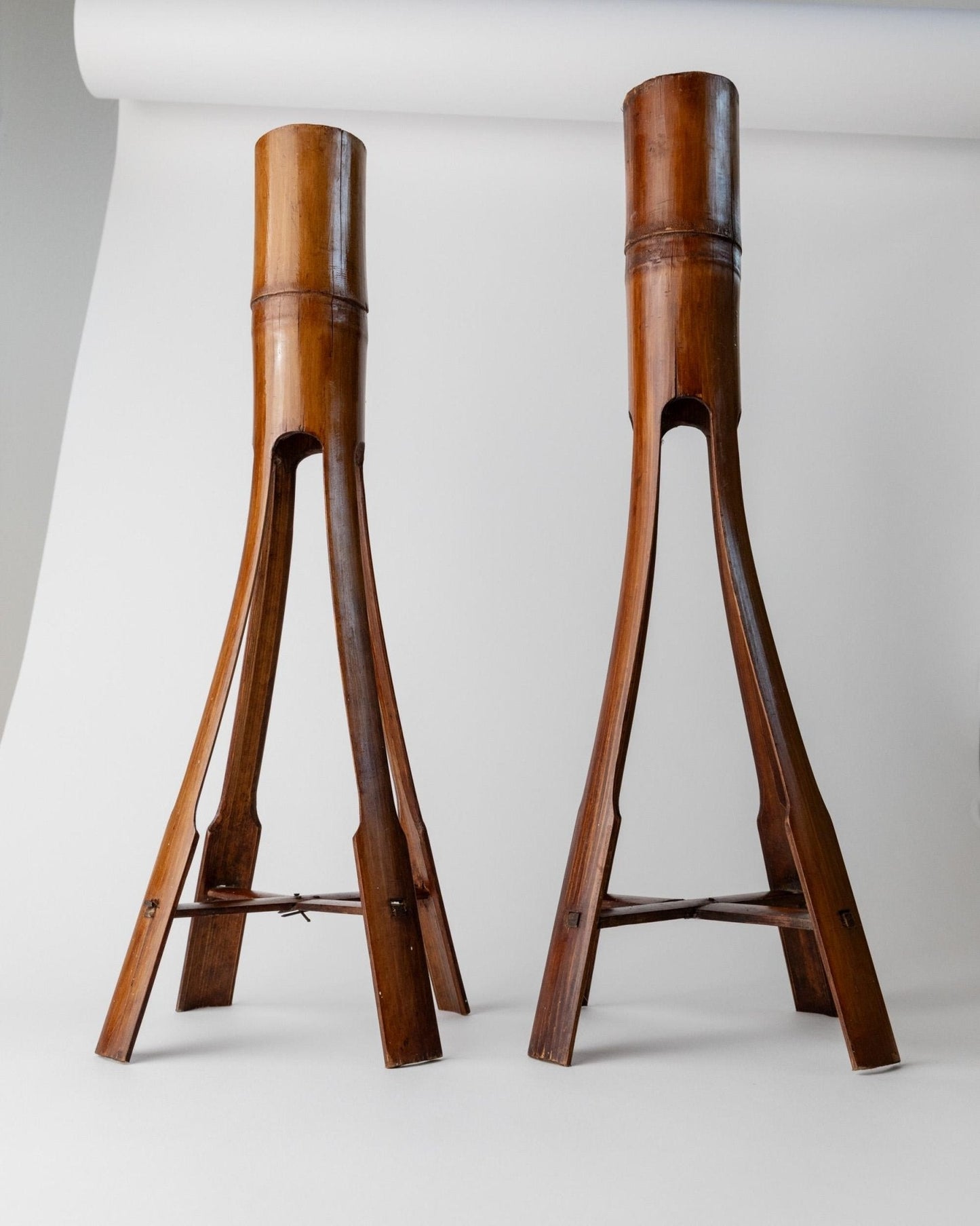 Vintage Kerzenhalter Set von 2 Bambus einzigartig