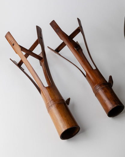 Vintage Kerzenhalter Set von 2 Bambus einzigartig